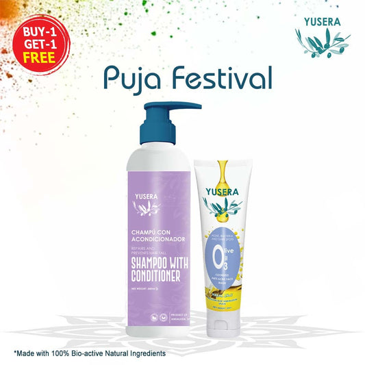 Yusera Skin & Scalp Care Combo – YUSERA Shampoo With Conditioner 300ml  + Ozonized Anti-Acne Face Wash 80ml