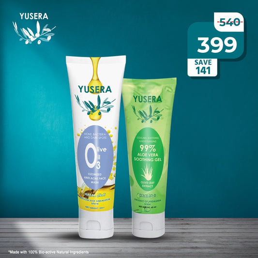 Yusera Clear & Calm Combo – Anti-Acne Face Wash + 99% Aloe Vera Soothing Gel