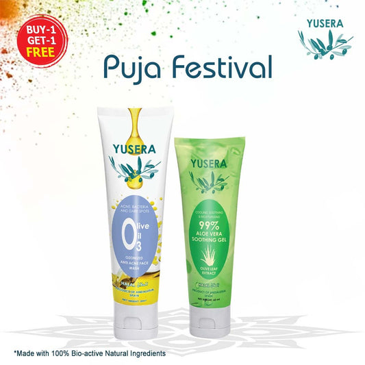 Yusera Clear & Calm Combo – Anti-Acne Face Wash + 99% Aloe Vera Soothing Gel