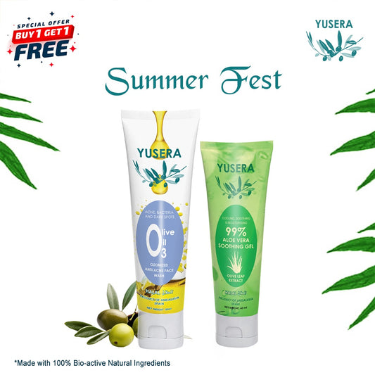 Yusera Clear & Calm Combo – Anti-Acne Face Wash + 99% Aloe Vera Soothing Gel