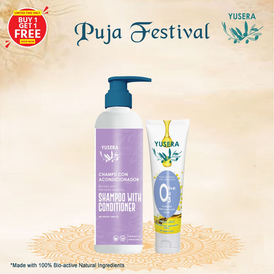 Yusera Skin & Scalp Care Combo – YUSERA Shampoo With Conditioner 300ml  + Ozonized Anti-Acne Face Wash 80ml